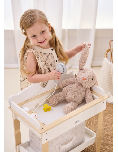 VIGA Wooden Changing Table 2 in 1 Bathtub for Dolls