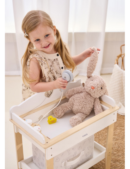 VIGA Wooden Changing Table 2 in 1 Bathtub for Dolls