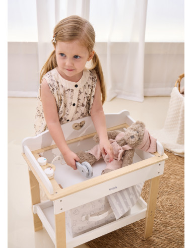 VIGA Wooden Changing Table 2 in 1 Bathtub for Dolls