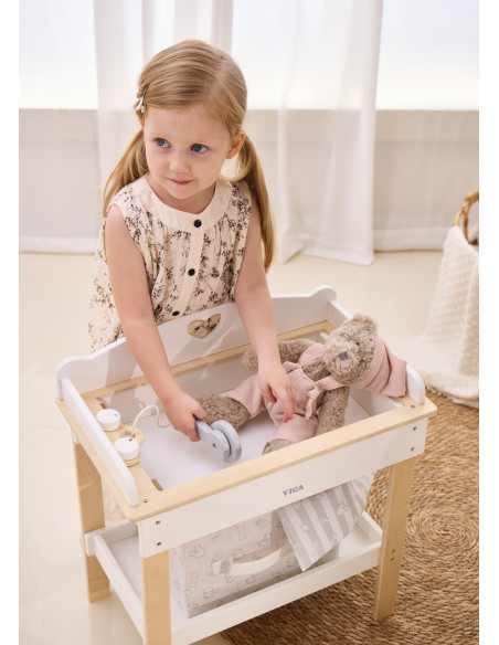 VIGA Wooden Changing Table 2 in 1 Bathtub for Dolls
