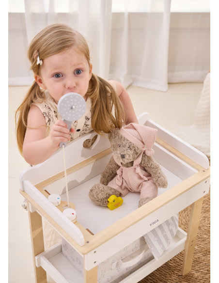 VIGA Wooden Changing Table 2 in 1 Bathtub for Dolls