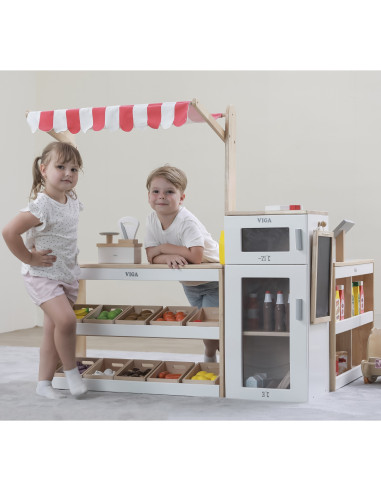 VIGA Wooden Stall Set Shop Supermarket XXL