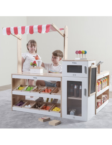 VIGA Wooden Stall Set Shop Supermarket XXL