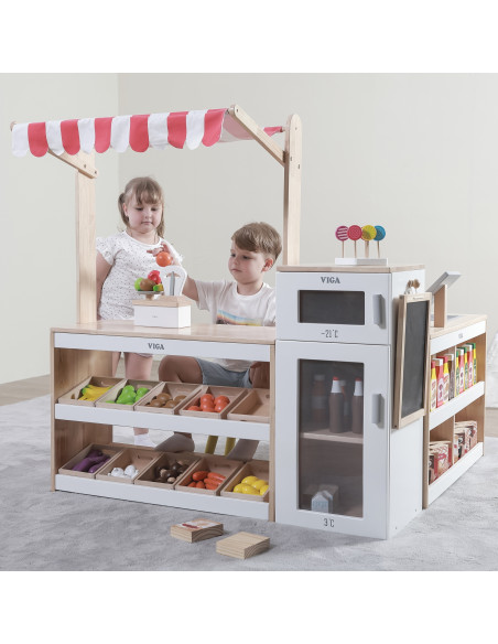 VIGA Wooden Stall Set Shop Supermarket XXL