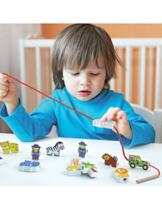 VIGA Drewniana Przeplatanka Klocki Farma do Nawlekania Montessori 2