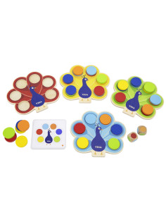 copy of VIGA Wooden Match Colors Game Peacock Tail Montessori + Cards