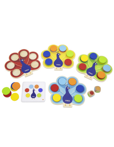 copy of VIGA Wooden Match Colors Game Peacock Tail Montessori + Cards