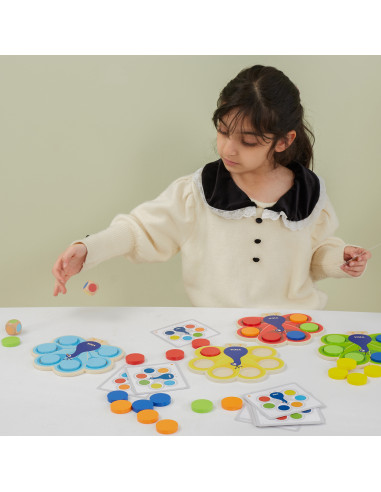 copy of VIGA Wooden Match Colors Game Peacock Tail Montessori + Cards