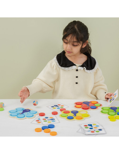 copy of VIGA Wooden Match Colors Game Peacock Tail Montessori + Cards