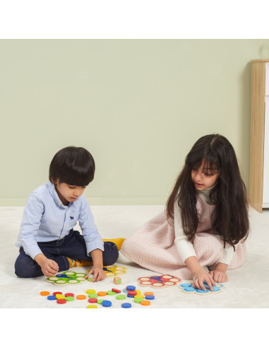 copy of VIGA Wooden Match Colors Game Peacock Tail Montessori + Cards