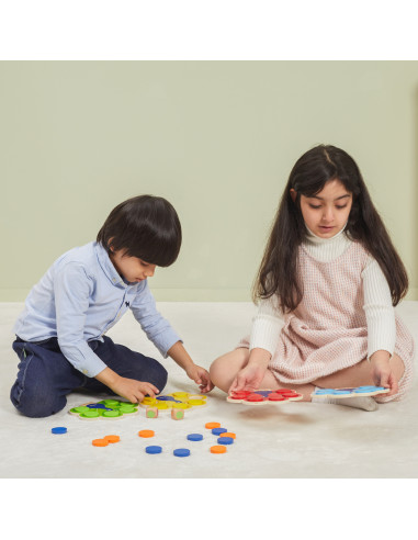 copy of VIGA Wooden Match Colors Game Peacock Tail Montessori + Cards