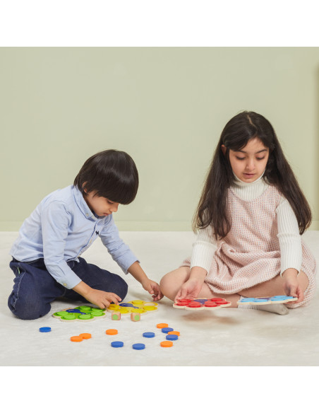 copy of VIGA Wooden Match Colors Game Peacock Tail Montessori + Cards