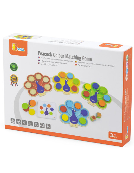 copy of VIGA Wooden Match Colors Game Peacock Tail Montessori + Cards