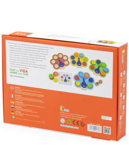 copy of VIGA Wooden Match Colors Game Peacock Tail Montessori + Cards