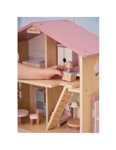VIGA PolarB Large Wooden Dollhouse 17 pcs.