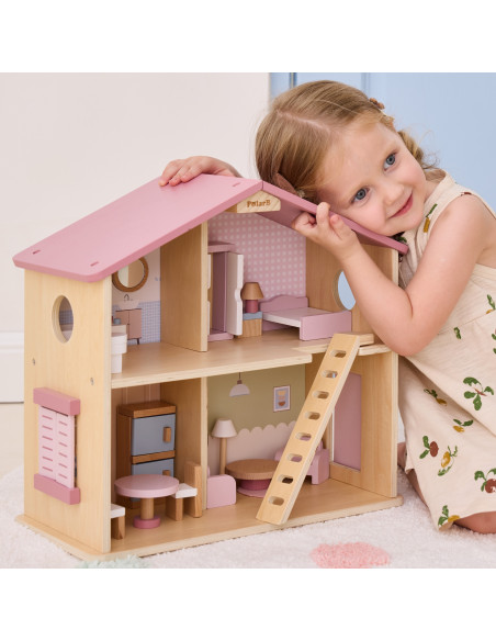 VIGA PolarB Large Wooden Dollhouse 17 pcs.