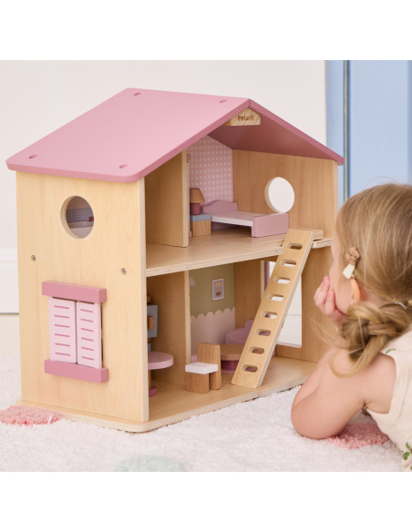 VIGA PolarB Large Wooden Dollhouse 17 pcs.