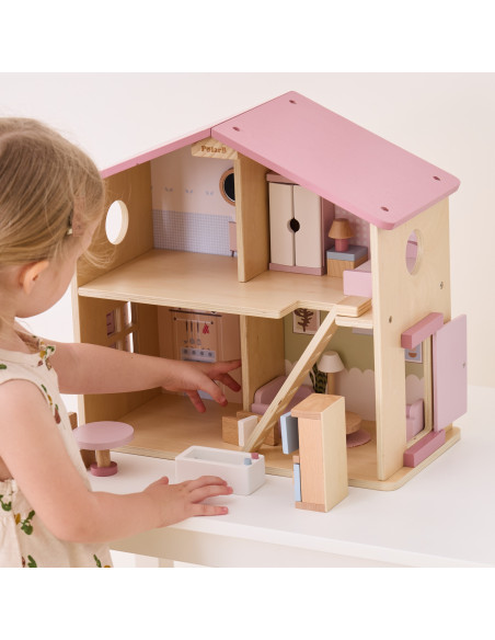 VIGA PolarB Large Wooden Dollhouse 17 pcs.