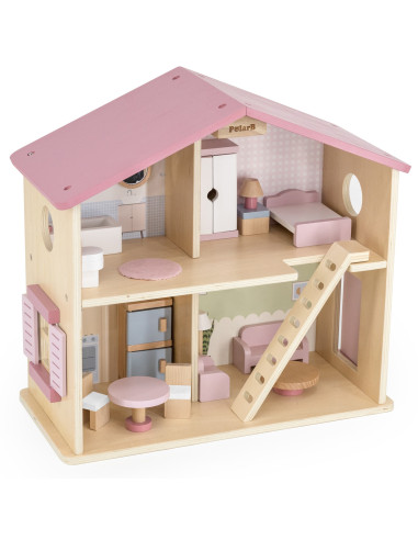 VIGA PolarB Large Wooden Dollhouse 17 pcs.