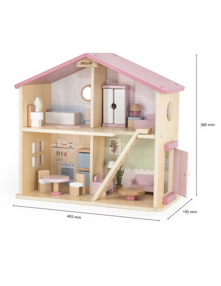 VIGA PolarB Large Wooden Dollhouse 17 pcs.