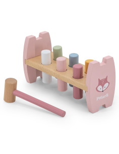 Viga PolarB Wooden Punching Toy with Hammer Fox Montessori 2
