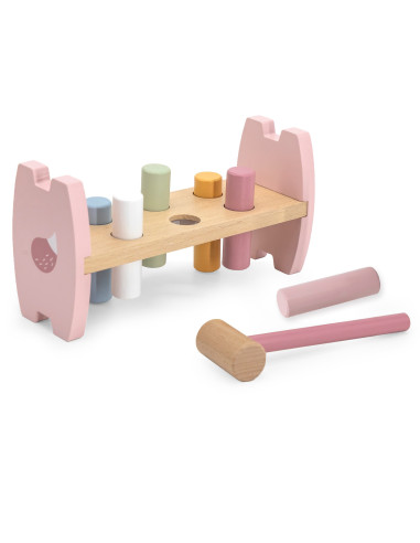 Viga PolarB Wooden Punching Toy with Hammer Fox Montessori