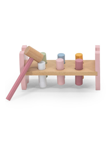 Viga PolarB Wooden Punching Toy with Hammer Fox Montessori