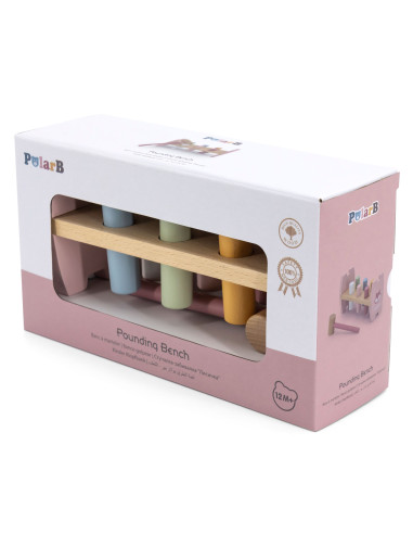 Viga PolarB Wooden Punching Toy with Hammer Fox Montessori