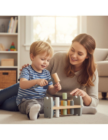 Viga PolarB medinis pingvinas Montessori plaktukas