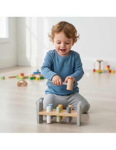 Viga PolarB medinis pingvinas Montessori plaktukas