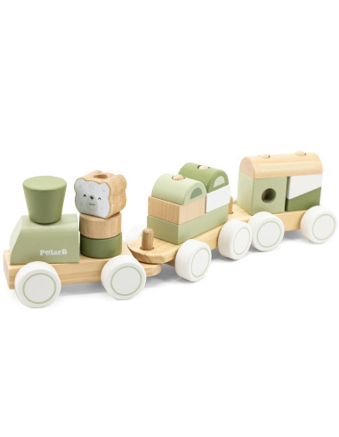 VIGA PolarB Green Train Train with Carriages Blocks