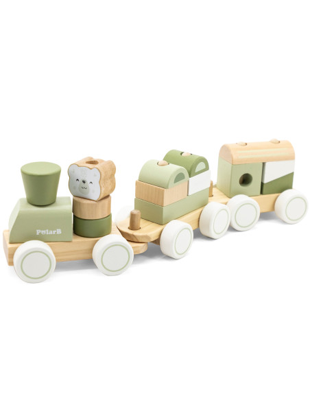 VIGA PolarB Green Train Train with Carriages Blocks