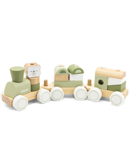 VIGA PolarB Green Train Train with Carriages Blocks