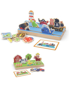 Viga Wooden Distance Learning Puzzle 2 in 1 Farm and Sea