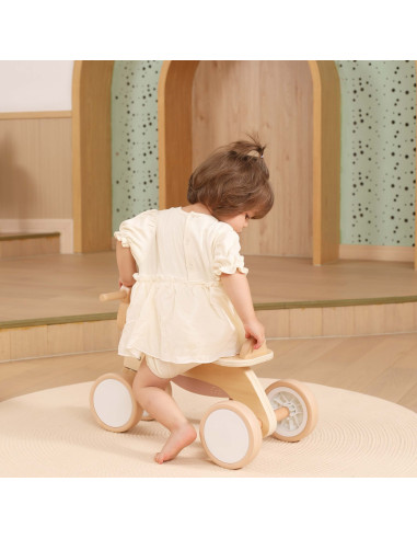 VIGA PolarB Wooden Ride-on Brown Teddy Bear with Soft Wheels