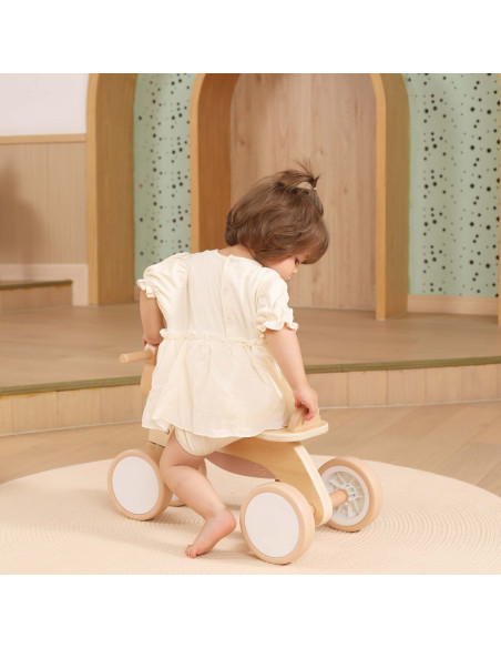 VIGA PolarB Wooden Ride-on Brown Teddy Bear with Soft Wheels