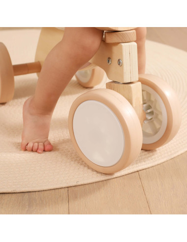 VIGA PolarB Wooden Ride-on Brown Teddy Bear with Soft Wheels