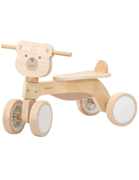 VIGA PolarB Wooden Ride-on Brown Teddy Bear with Soft Wheels