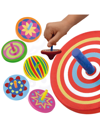 VIGA Colorful Wooden Spinning Top 1pc