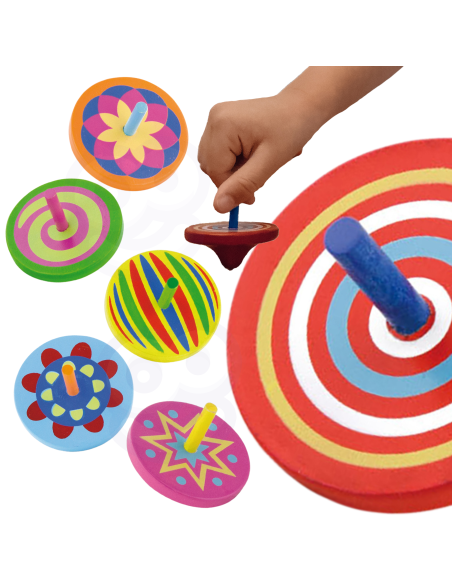 VIGA Colorful Wooden Spinning Top 1pc