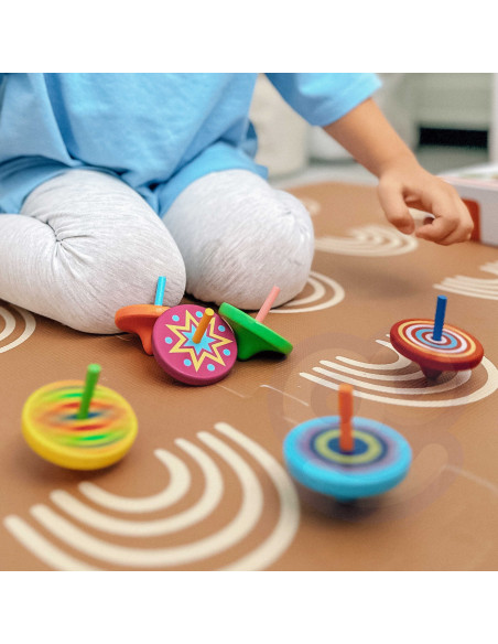 VIGA Colorful Wooden Spinning Top 1pc