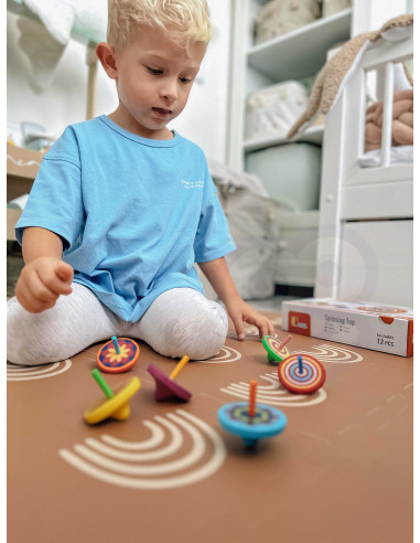 VIGA Colorful Wooden Spinning Top 1pc