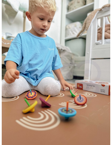 VIGA Colorful Wooden Spinning Top 1pc