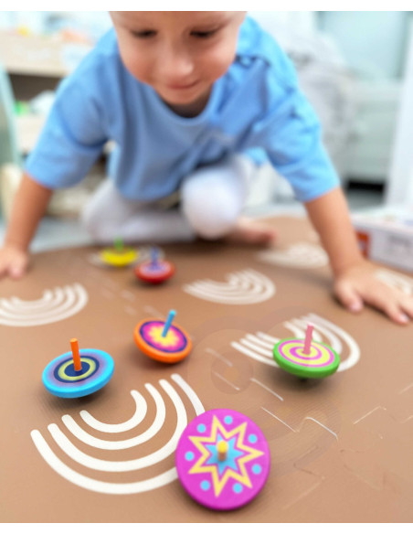 VIGA Colorful Wooden Spinning Top 1pc