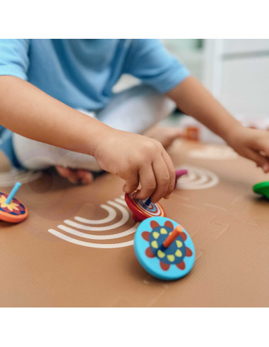 VIGA Colorful Wooden Spinning Top 1pc