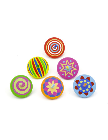 VIGA Colorful Wooden Spinning Top 1pc