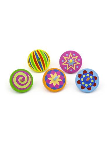 VIGA Colorful Wooden Spinning Top 1pc