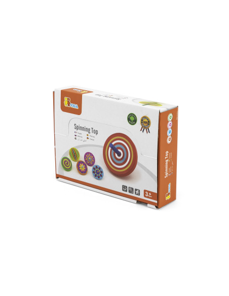 VIGA Colorful Wooden Spinning Top 1pc
