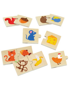 VIGA Wooden Puzzle Feed the Animal What Animals Eat Puzzle