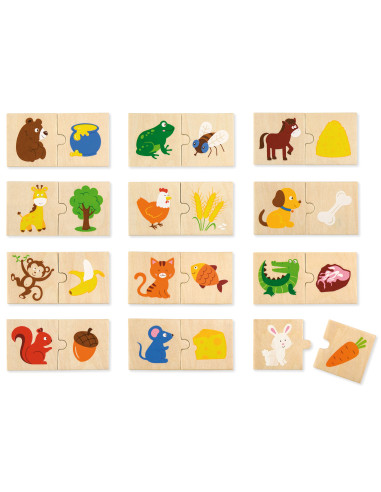 VIGA Wooden Puzzle Feed the Animal What Animals Eat Puzzle